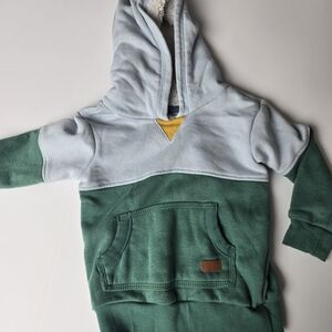 7 For All Mankind Two-Tone Green and Blue Hoodie